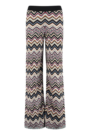 Chevron knitted palazzo trousers-0